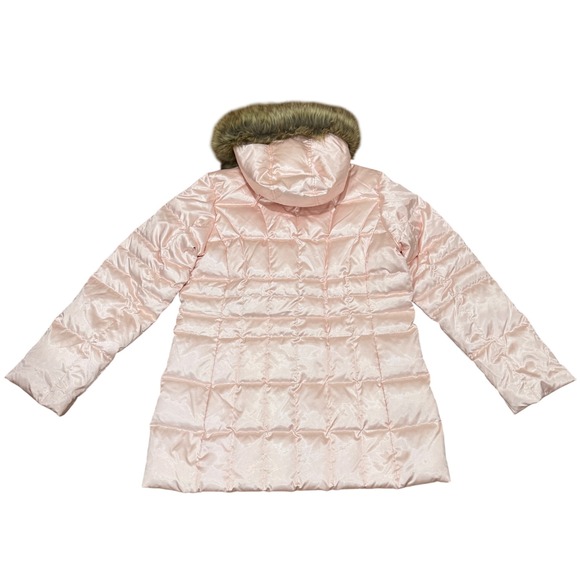 Lands End Women Down Puffer Parka Jacket L Large 14-16 Quilted Blush Baby Pink - Picture 3 of 11